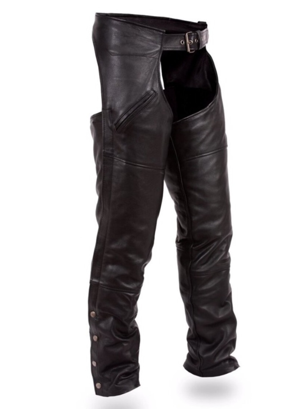 FMC NOMAD Cowhide Leather Chaps L Black Motorcycle Protection Riding Gear Rugged